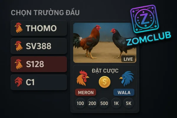 Hướng Dẫn Đá Gà ZomClub – Cách Chơi & Đặt Cược Đá Gà Online 2 Từ Thomo, SV388 đến S128, C1 – đa dạng trường đấu cho cược thủ đá gà online tại ZomClub