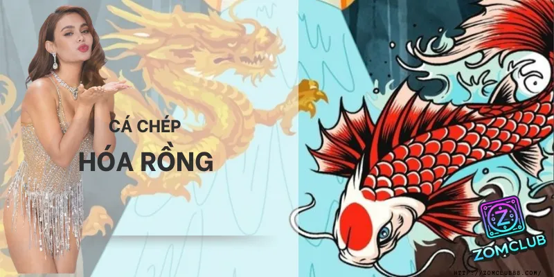 Hình ảnh cá chép hóa rồng đại diện cho ý chí vượt khó, đón nhận thành công.